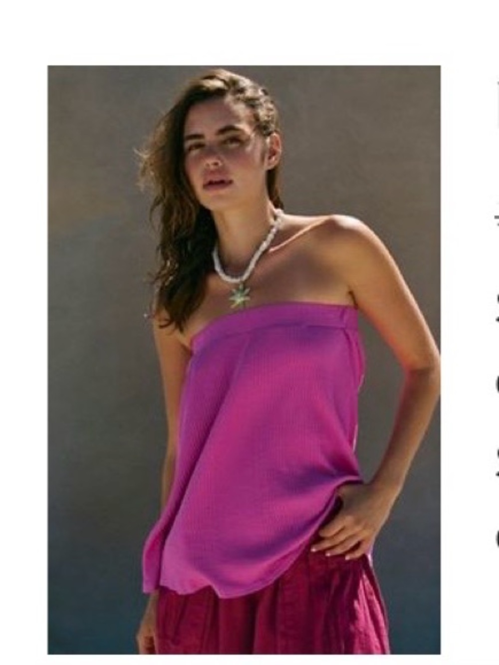 Free People Strapless Ribbed Tube Top in Fuchsia Pink party in back